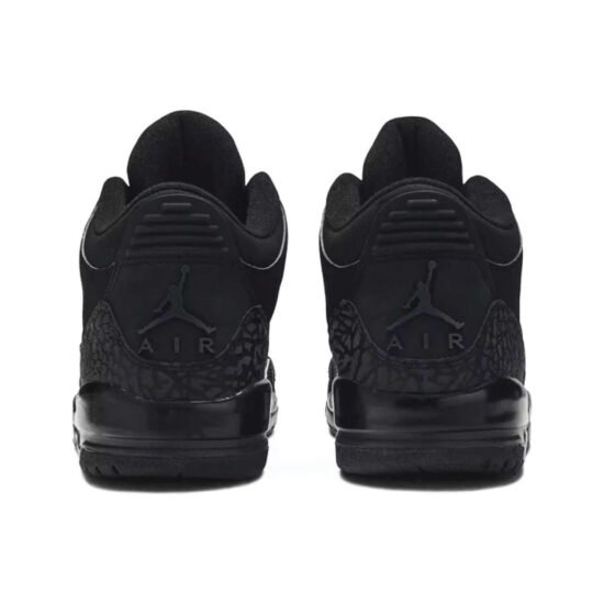 This is the backside shoe of Air Jordan 3 Retro 'Black Cat'.